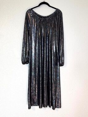 LulaRoe Elegant Dress Women's Large Stretch Metallic Shiny Eye Catching Party
